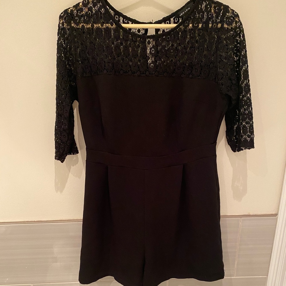 Romper with Crochet Lace Sleeves